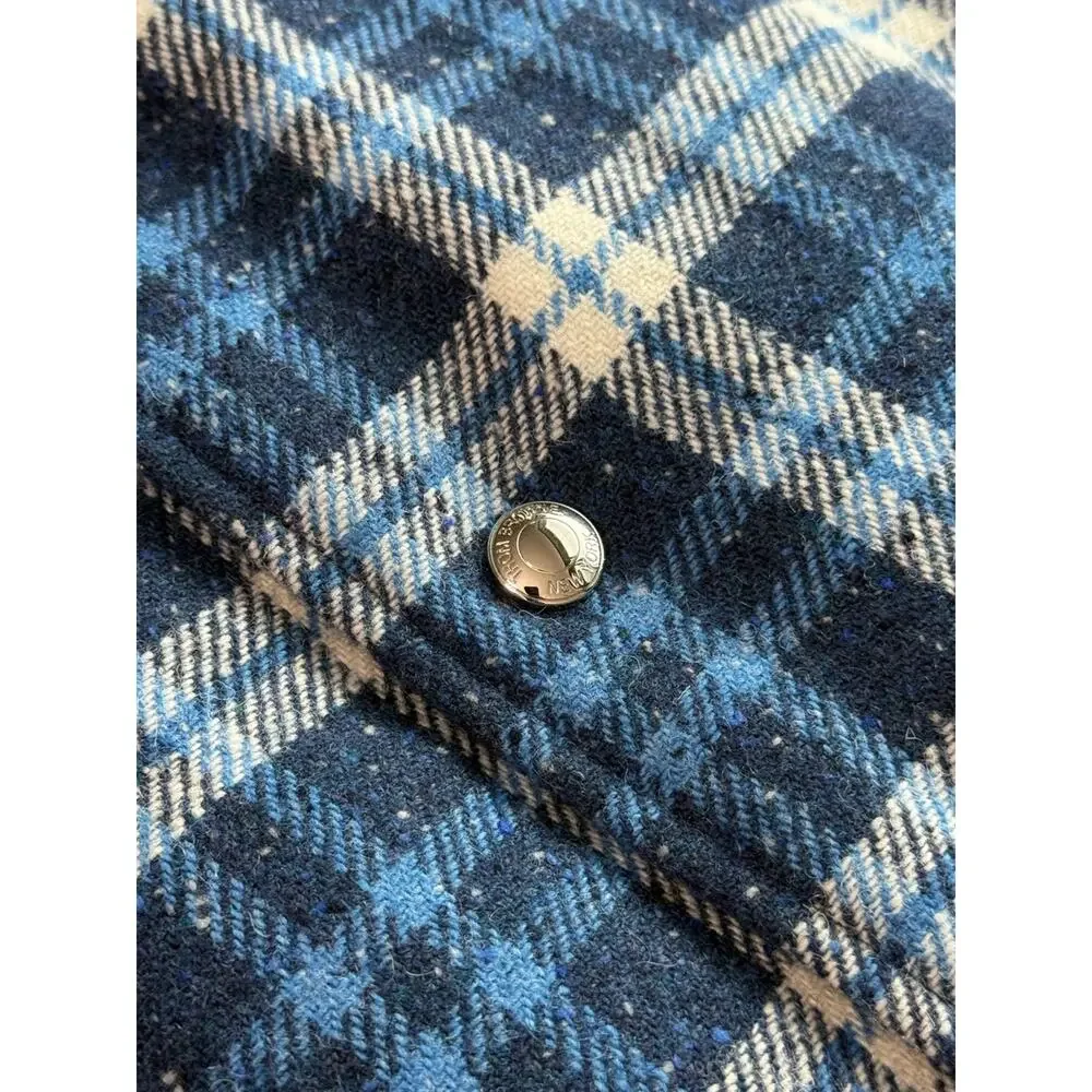 Thom Browne Size 1 Blue Plaid Wool Down Filled Overcoat Made in Italy